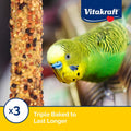 Vitakraft Crunch Sticks Parakeet Treat - Triple-Baked Millet Parakeet Treats with Natural Wood Center - Crunchy & Nutritious Bird Treat Sticks for Small Animals (12 Count, Honey, Egg, and Apple)