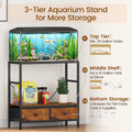 Snughome 29 Gallon Fish Tank Stand, Heavy Duty Aquarium Stand with Storage Drawers, 3-Tier Metal Frame Fish Tank Rack fo