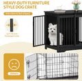 Hzuaneri 27.2" Dog Crate Furniture with Barn Door, Heavy Duty Dog Kennel Indoor with 2 Doors, Wooden Pet Cage End Table for Small Medium Dogs up to 22 lb, Anti-Chew Anti-Escape, Black DFC84304B