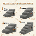 Romrol Dog Stairs Ramp for High Bed, 33D Pet Stairs Steps 15.7” H with Durable Non-Slip Waterproof Fabric Cover, Dog Slope Stairs to Bed for Small Dogs and Cats or Pets Joints, 3-Steps
