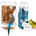 Rypet No Mess Bird Water Feeder Dispenser Set Automatic Bird Feeder Transparent Food Container Cage Acrylic Parrot Feeders Accessories for Small Birds Parrot Cockatoo Canary
