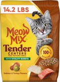 Meow Mix Tender Centers, Dry Food, Salmon & Turkey Flavors, 14.2 lb. Bag