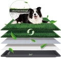 HQ4US 4LEGS Dog Grass Pad with Tray Large 34’’×23’’, Dog Litter Box with Odor Free Artificial Grass Pee Pads for Dogs Potty Tray with Hemmed Edge, Realistic for Indoor Balcony