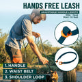OutdoorBengal Kushma™ - Long Leash for Cats and Small Dogs with Bungee - Silicone + Nylon - No Tangle, Hands-Free for Waist and Body, Lightweight - Extra Long Cat Leash for Small Dogs (Navy)