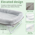 Sunhoo Elevated Cat Bed Foldable Raised Pet Hammock Self-Supporting Puppy Lounger with Off Floor Metal Frame Washable Co