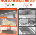 2PACK Stainless Steel Litter Box, Metal Litter Boxs with Lid High Sides, XL Extra Large Litter Box for Big Cats, Never Absorbs Odors, Leak-Proof, Stain-Free, Rust-Free, Easy to Clean, Scoop Included