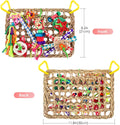 KATUMO Bird Toys, Bird Foraging Wall Toy, Edible Seagrass Woven Climbing Hammock Mat with Colorful Chewing Toys, Suitable for Lovebirds, Finch, Parakeets, Budgerigars, Conure, Cockatiel