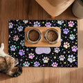 HOMETITUTE Pet Feeding Mats Cat Mat for Food and Water 20" x 12" Glitter Paw Print Cat Bowl Placemat Non-Slip Indoor Feeding Station Cute Pet Meal Mat for Small Pets Kitchen Floor Use