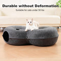 LovIntry 8-Shaped Large Cat Tunnel Bed for Indoor Cats, Infinite Circulation Peekaboo Cat Cave with 12 Toy Balls, Cat Donut Tunnel for Cats up to 30 Pounds (Dark Grey, L 38x24x11in)