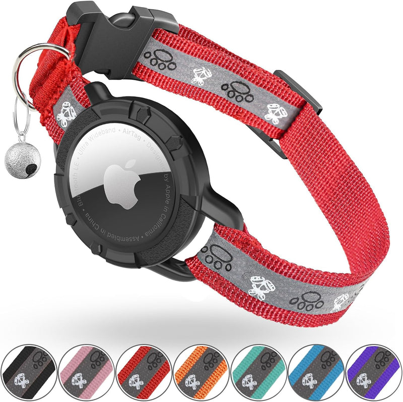 Reflective AirTag Cat Collar, Integrated Cat Collar with Air Tag Holder