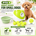 PT5 Automatic Dog Ball Launcher for Small Dogs, 6 × 2-Inch Mini Tennis Balls, Rechargeable Fetch Machine with 3 Launch D