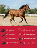 Horse Grooming Kit, 9 Piece Horse Brush Set w/Silicone Handles