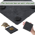 Yuanchu Reptile Basking Platform, Slate Tortoise Rock Plate, Natural Rock Reptile Food Dish Bowl, Habitat Decor for Turt