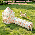 2-in-1 Cat Play Set, Pop-Up Cat Tunnel Rest Hut with Plush Ball Toys