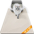 BANLYEO Cat Litter Box Mat - L Large Size 34 x 22 in, Water Proof, Kitty Litter Trapping Mat, Easy to Clean, Scatter Control, Odorless, Pet Supplies for Indoor Cats, Warm Beige