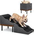 Dog Stairs for Dogs, 2-in-1 Wooden Foldable Ramp & Ottoman for Couch Bed