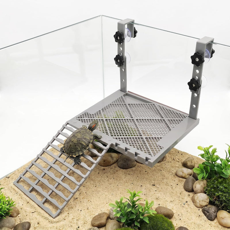 Adjustable Hanging Turtle Basking Platform with Turtle Ramp