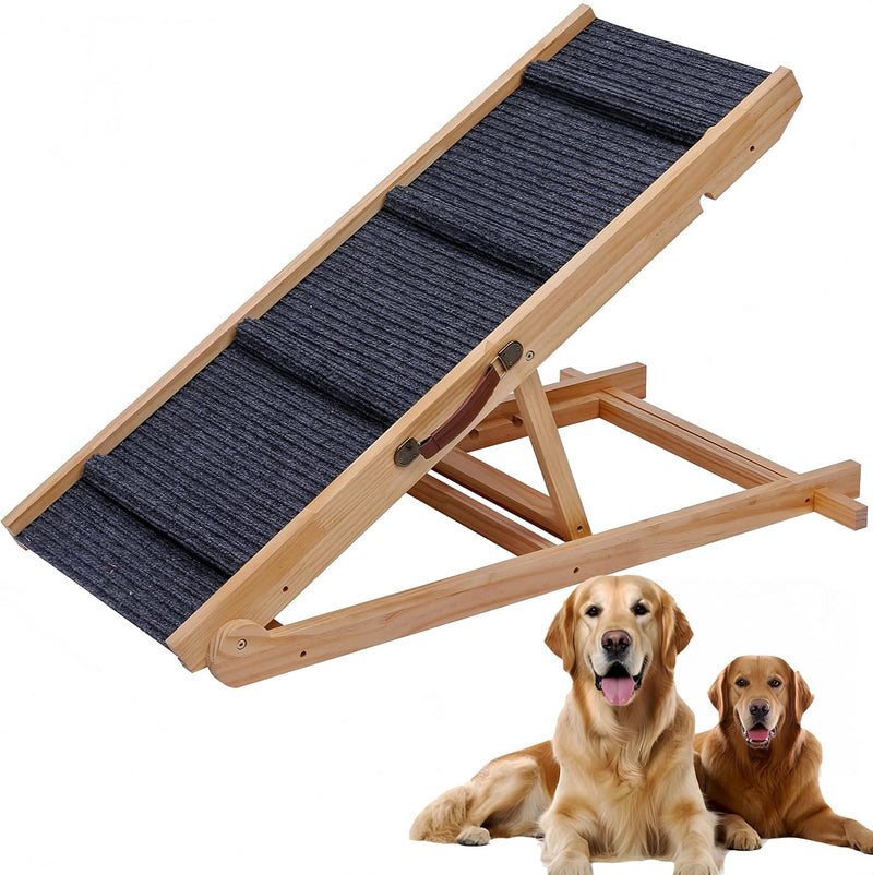 Foldable Wooden Dog Ramp Wooden Dog Ramp for Bed-5 Adjustable Heights