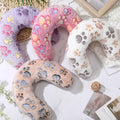 Sweetude 4 Pcs Pillows for Cats Puppy Bed Fluffy Pet Calming Soft Gifts Half Donut U Shaped Pet Neck Pillow Training Joint Relief Cervical Protection(Paw,Medium)