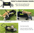 AMLMPET Dog Wagons for Large Senior Dogs, Foldable Elderly Dog Stroller with Thick Mat & Lift Harness, Heavy Duty Dog Cart Upto 140lbs