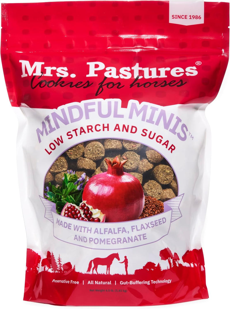Mrs Pastures Mindful Minis-Cookies and Treats for Horses -Premium Horse Treats -Made with Alfalfa, Flaxseed & Pomegranat