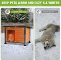 GUTINNEEN Large Outdoor Insulated Dog House Weatherproof Dog Kennel Indestructible Dog Shelter with Chew-Proof Full Meta
