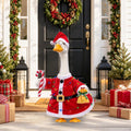 Christmas Porch Goose Outfits Santa Claus Costume for 23 Inch Lawn Statue