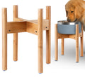 Dog Bowl Stand for Large Breed - Raise, Elevate Bowls to 14-inch High - Adjustable, Fits Any Single Pet Food/Water Feeders and Fountains - Durable Bamboo