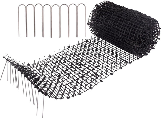 Vtedu Cat Scat Mat 6.5FT, Humane Spike Deterrent for Outdoor Garden Lawn, Flexible Roll with Ground Staples Included and Easy Installation Guide