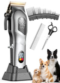 Dog Clippers for Grooming, Dog Grooming Kit for Heavy Thick Hair, Low Noise Cordless Pet Hair Trimmer with Stainless Steel Blade, Professional Rechargeable Hair Trimmer for Dogs and Cats D-Sliver