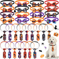 Frienda 32 Pcs Halloween Dog Bow Ties Adjustable Neckties Pumpkin Ghost