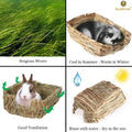 SunGrow Portable Grass Bed for Rabbits, Handmade and Washable Basket, Chew Toy, Easy to Dry, Sleeping, Chewing, Nesting 