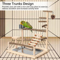 JOINSI Wood Pet Parrot Playground Bird Play Stand Toys Perch with Feeder Cups for Cockatiel Parakeet Lovebirds Conure (Natural)