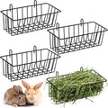 Therwen 4 Pcs Rabbit Hay Feeder Guinea Pig Heavy Duty Metal Frame Hay Rack with Hooks Cage Hanging Holder for Bunny Chin