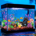 QUOZUO 15 Pcs Aquarium Artificial Plastic Plants Decorations and Resin Barrel and Coral Rock Cave Set, Fish Tank Accesso