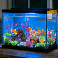 QUOZUO 15 Pcs Aquarium Artificial Plastic Plants Decorations and Resin Barrel and Coral Rock Cave Set, Fish Tank Accesso