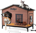 Heated Cat House for Outside: 31.5" XXL 100% Waterproof & Insulated Outdoor Cat House for Winter, Weatherproof Elevated 