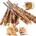 Abizoo Bunny Chew Toys for Rabbits,18PCS Natural Apple Wood Sticks with Petals Good for Chinchillas Guinea Pig Hamster T