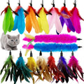 CATENEED Cat Feather Toys Refill, 16 Pieces Cat Wand Replacement Feathers Toy for Indoor Cats