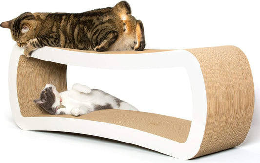 PetFusion Jumbo Cat Scratcher Lounge (99 x 28 x 36 cm, Cloud White). Superior Cardboard & Construction, significantly ou