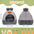 YUEPET Bunny Bed, Rabbit Hideout, Guinea Pig Cave, Grey Grid with Bow