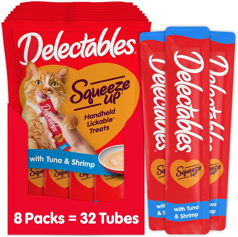 Delectables Squeeze Up Creamy Squeezable Puree, Lickable Wet Cat Treats, Grain Free, No Added Fillers, No By-Products, N