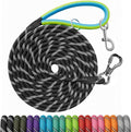 NTR 30 FT Dog Leash, Obedience Recall Training Agility Lead, with 2 Swivel Hooks, Reflective Threads and Soft Handle, Puppy Leash for Walking, Hunting, Camping for Small Medium and Large Dogs-Black