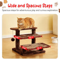 Furcato 15''H Multi-Step Pet Stairs for High Beds & Sofas, 3-Step Cat Stairs with 2 Toy Balls, Wide Boards for Indoor Kittens Dogs Pets Climbing, Brown