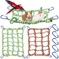 2 Pcs Rat Cage Accessories Rat Climbing Bird Rope Toys Net Pet Hanging Hammock for Hamster, Mice, Parrot, Bird, Sugar Glider, Ferret, Small Animals Habitat Decor and Play(11 x 7.8 Inch,Red, Yellow)