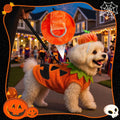 ABRRLO Funny Dog Pumpkin Costume Small Dog Cat Halloween Costumes Boy Girl Cute Halloween Dogs Shirt with Leash Ring Pum