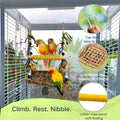 XLpeixin Parakeet Swing Toys,Natural Bird Grass Mat Toys Parrot Climbing Hammock with Perch Toys for Cockatiel, Sun Conure, Lovebird, Budgie