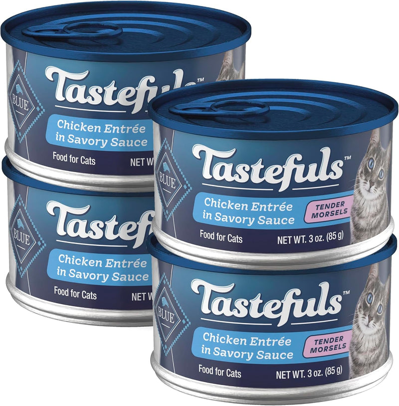 Blue Buffalo Tastefuls Wet Food for Adult Cats, Made with Natural Ingredients, Chicken Entrée, Tender Morsels in Gravy, 