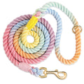 NUGUTIC Dog Leash 5 FT Handmade Braided Cotton Rope Leashes for Small Medium and Large Dogs, New Golden Heavy Duty Metal Clasp, Colorful Macaron