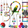 Hamiledyi Bird Parrot Swing Chewing Toy Set 15PCS Wooden Hanging Bell with Hammock Climbing Ladders Colorful Pet Birds Cage Toys for Small Parakeet Cockatiel Finches Conures Budgie Macaws Love Birds
